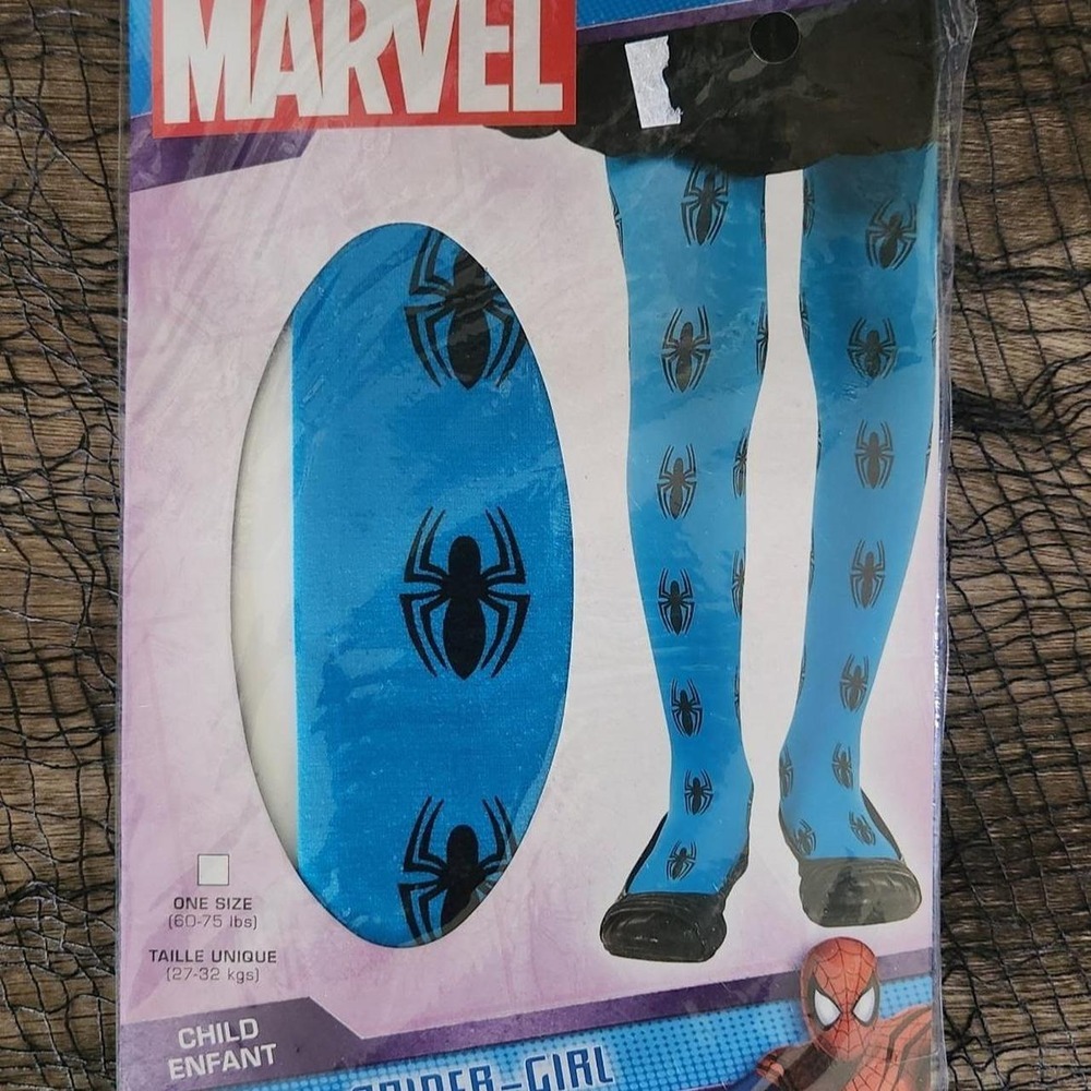Marvel Spider-Girl Blue Kids Costume Tights One Size 60-75 lbs Rubies 35648